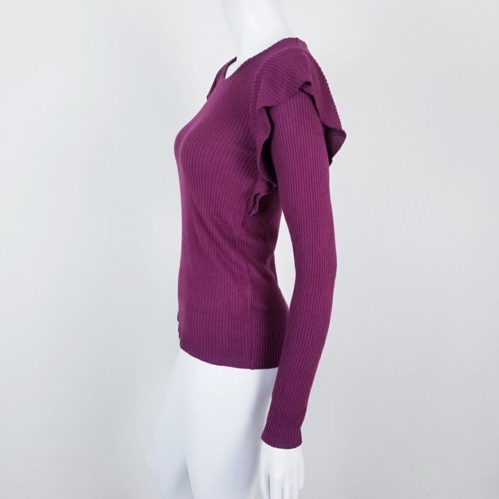 NWT Lucky Brand Ribbed Ruffle Knit Top Small - Picture 4 of 6